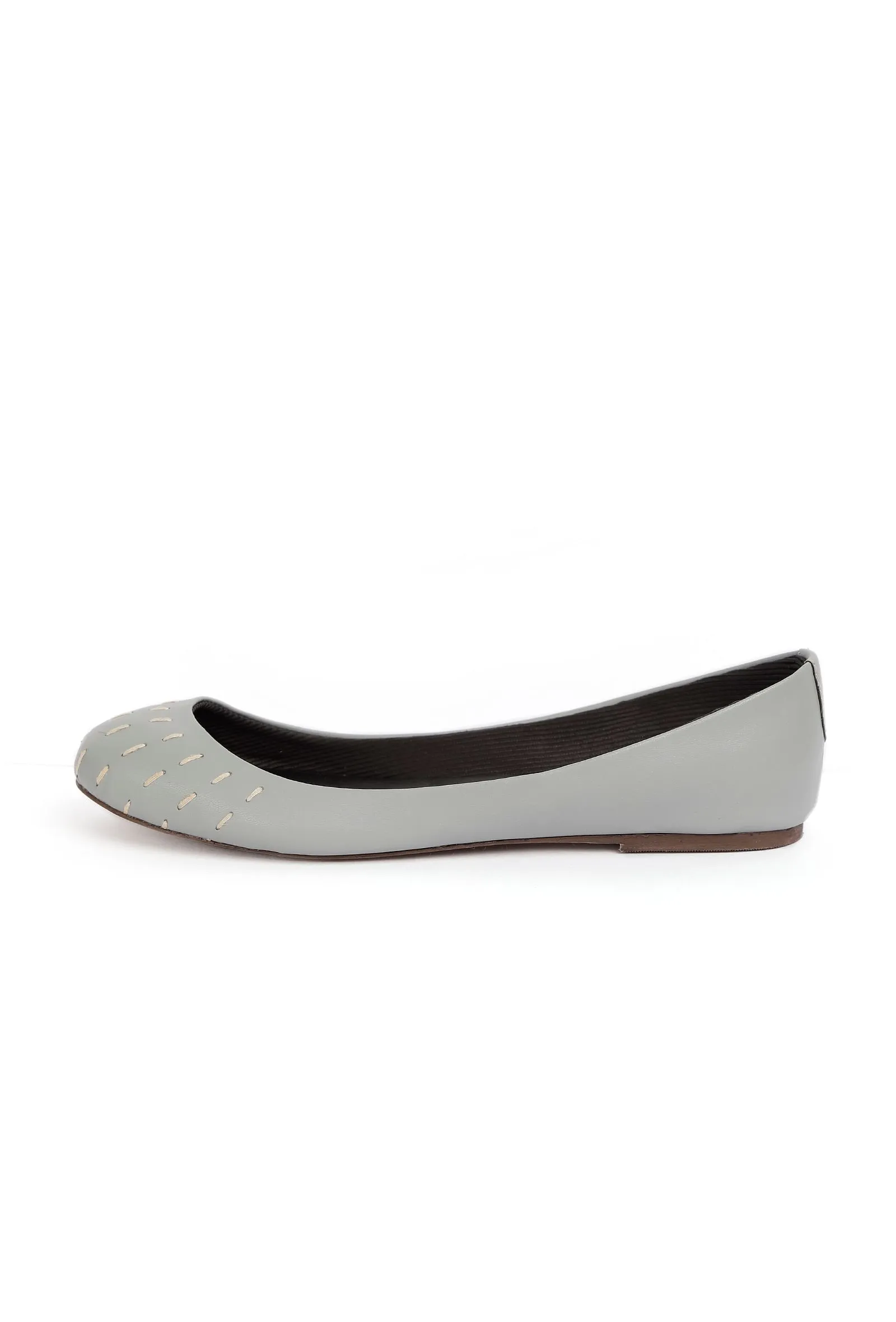 Steel Grey Cruelty Free Leather Flat Ballerinas