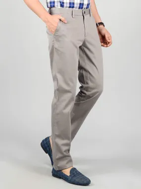 Stone Grey Solid Slim Fit Casual Trouser | JadeBlue