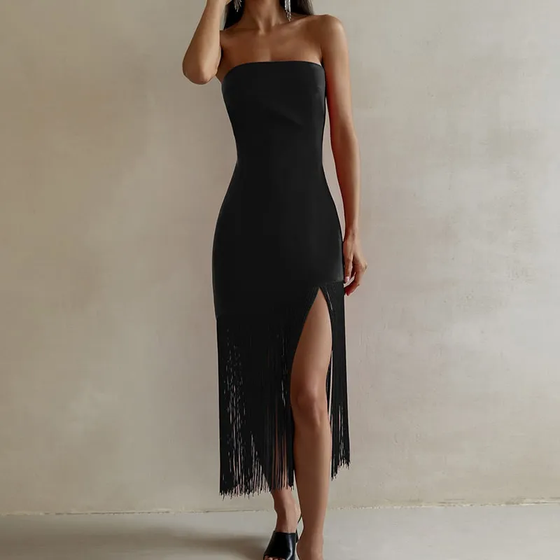 Strapless Fringed Dress