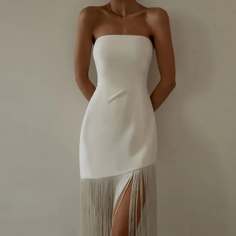 Strapless Fringed Dress