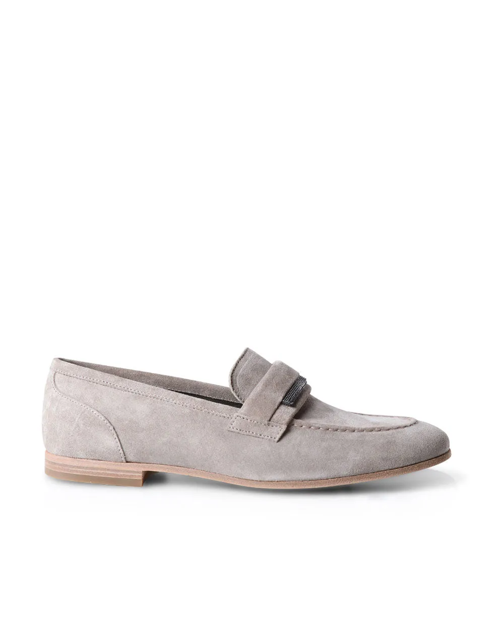 Suede Loafer with Monili in Roccia