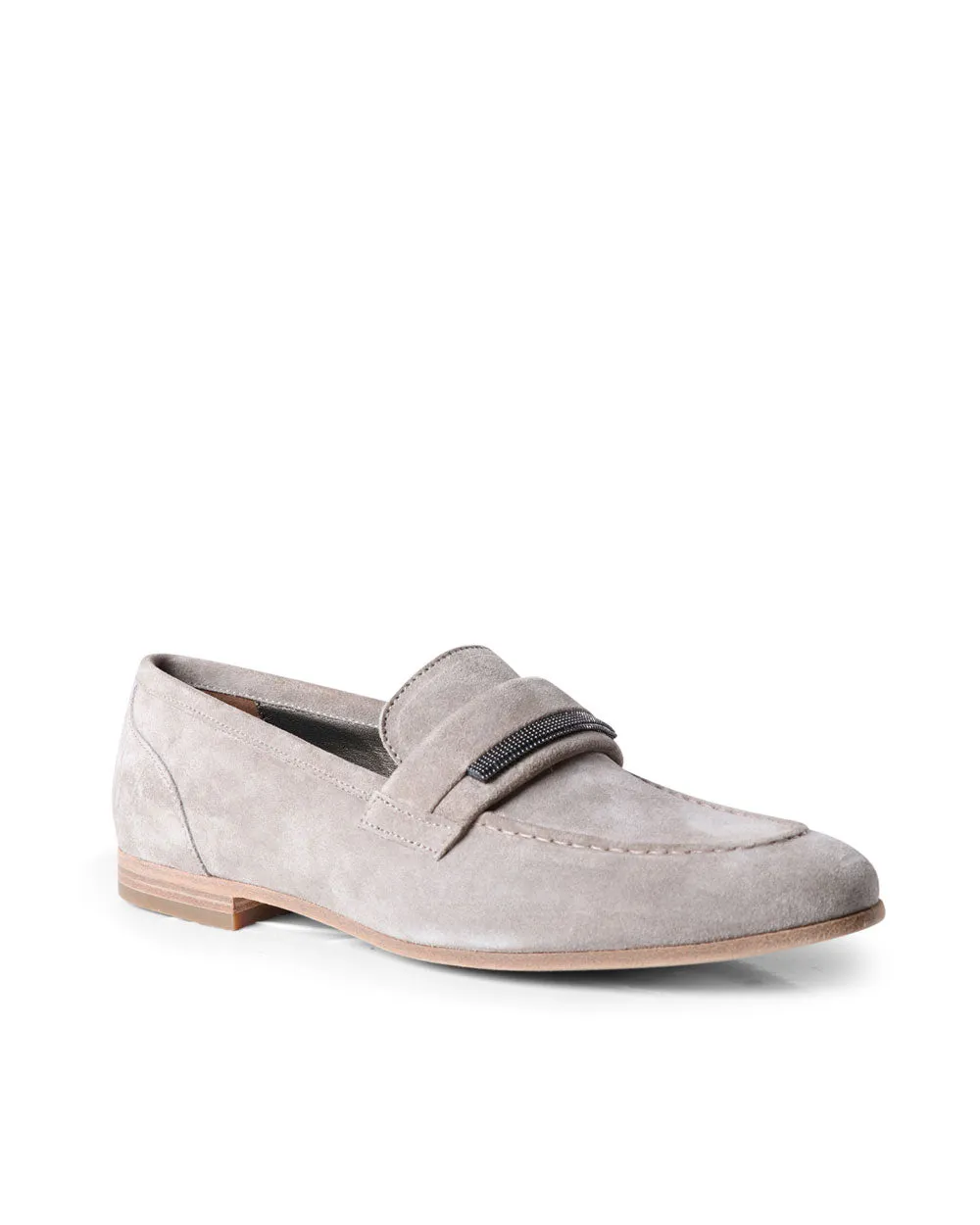 Suede Loafer with Monili in Roccia