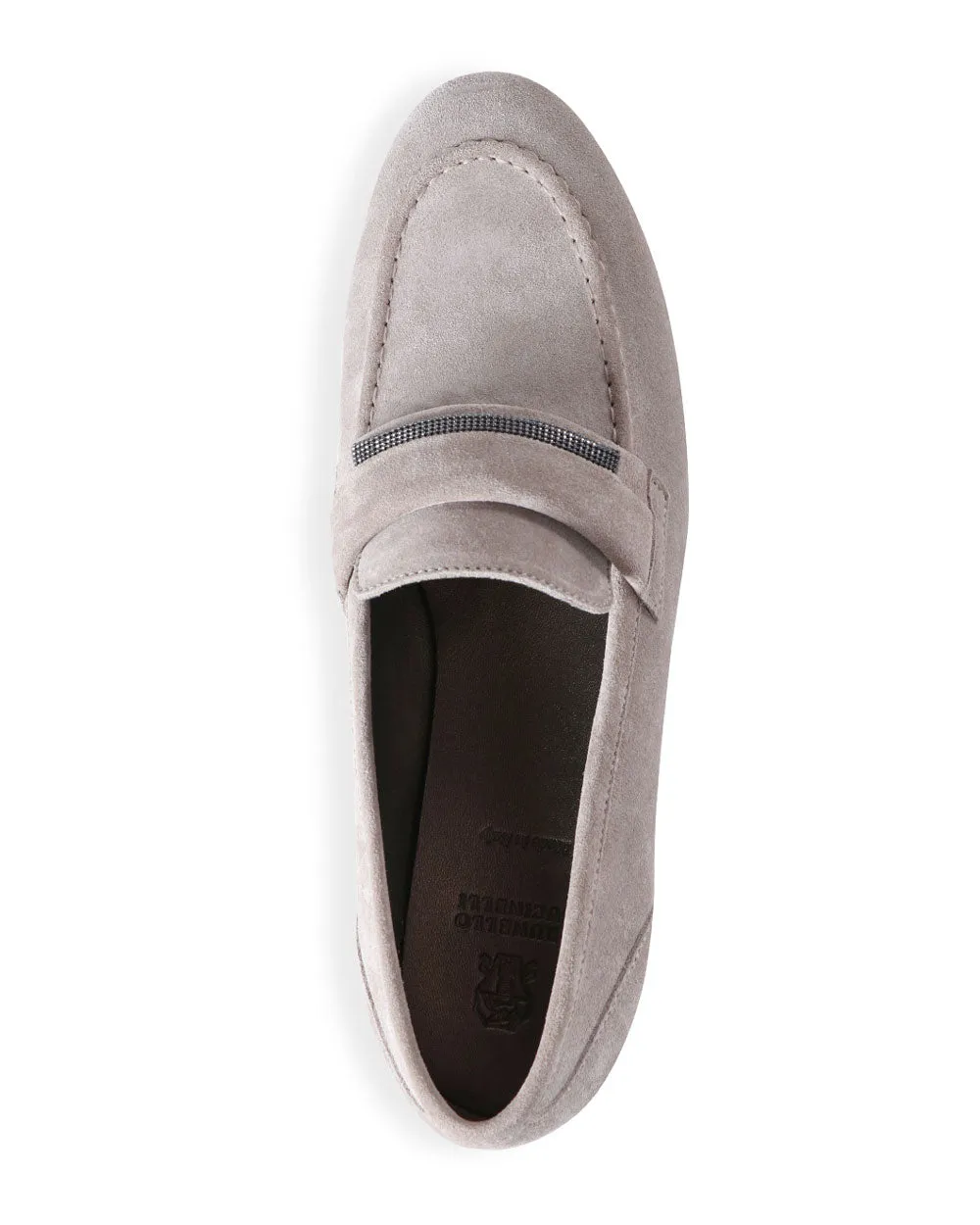 Suede Loafer with Monili in Roccia