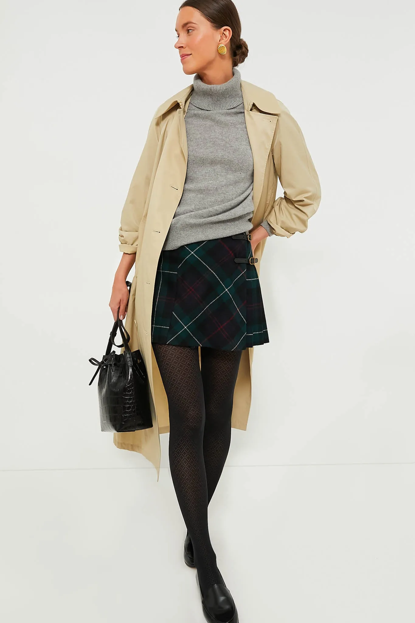 Tartan Twill Mini Wrap Skirt