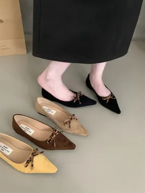 TAVIMART  -  Pointed Toe Women Loafers New Arrivals Autumn Spring Dress Shoes Low Heeled Flats Bow Design Casual Slides Mules Shoes