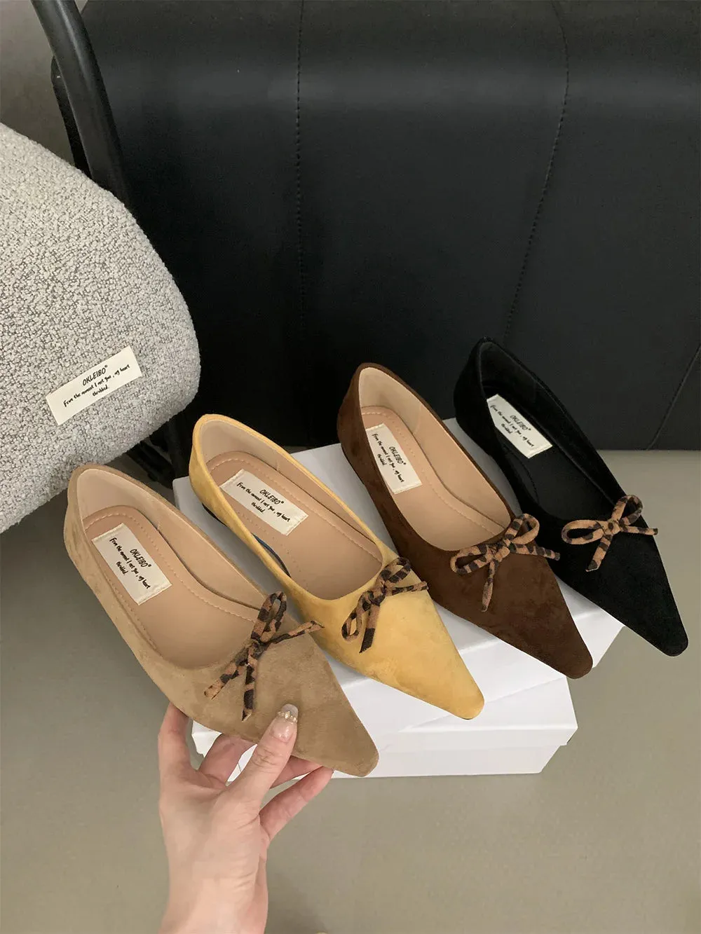 TAVIMART  -  Pointed Toe Women Loafers New Arrivals Autumn Spring Dress Shoes Low Heeled Flats Bow Design Casual Slides Mules Shoes