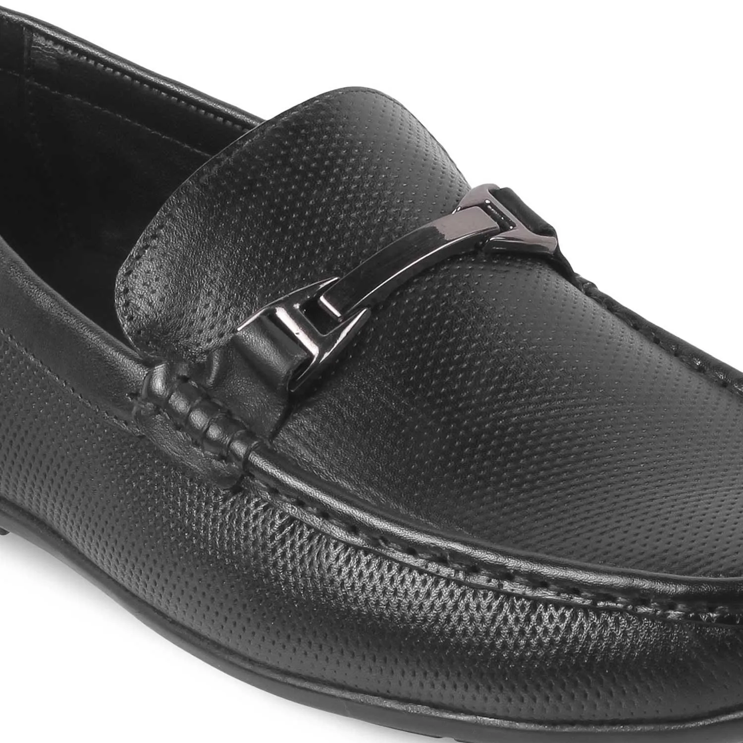 The Abianca Black Men's Leather Driving Loafers Tresmode