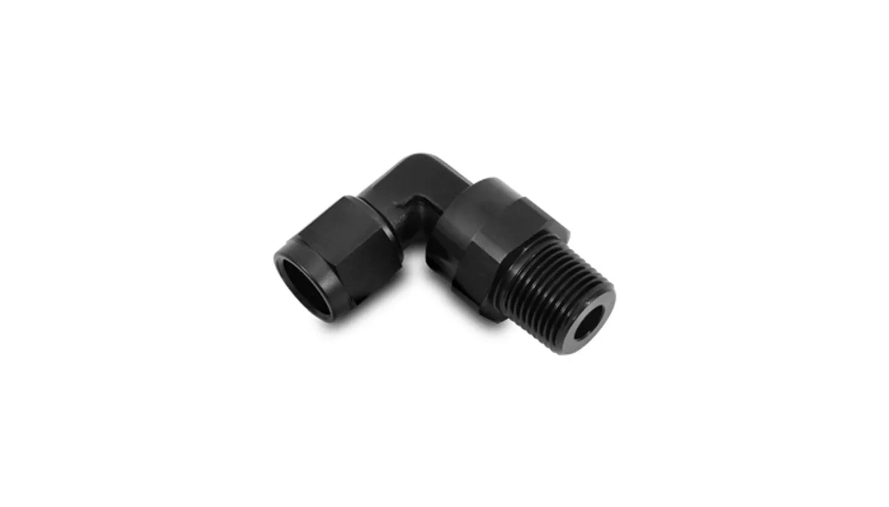 Vibrant -8AN Female to 1/4"NPT Male Swivel 90 Degree Adapter Fitting - 11386