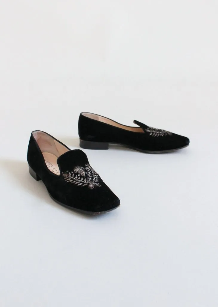 Vintage Embroidered Velvet Loafers