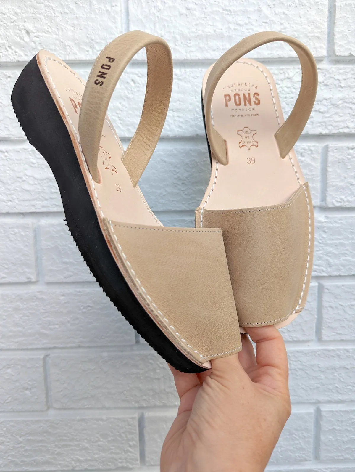 Wedge Wide - Leather BEIGE