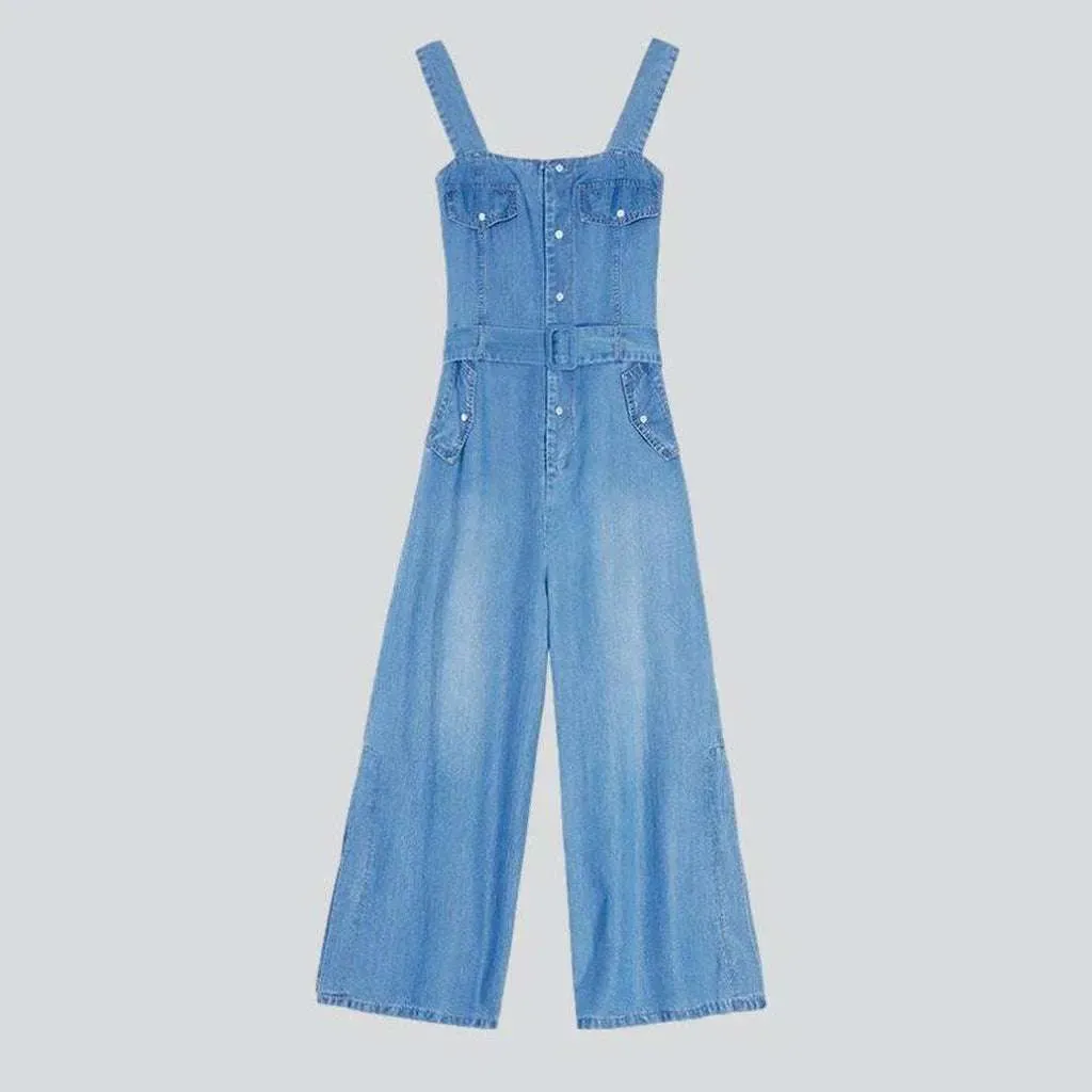 Wide-leg jean overall for ladies