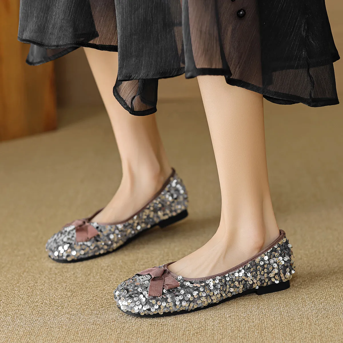 Women Fashion Glitter Soft Casual Flats Shoes