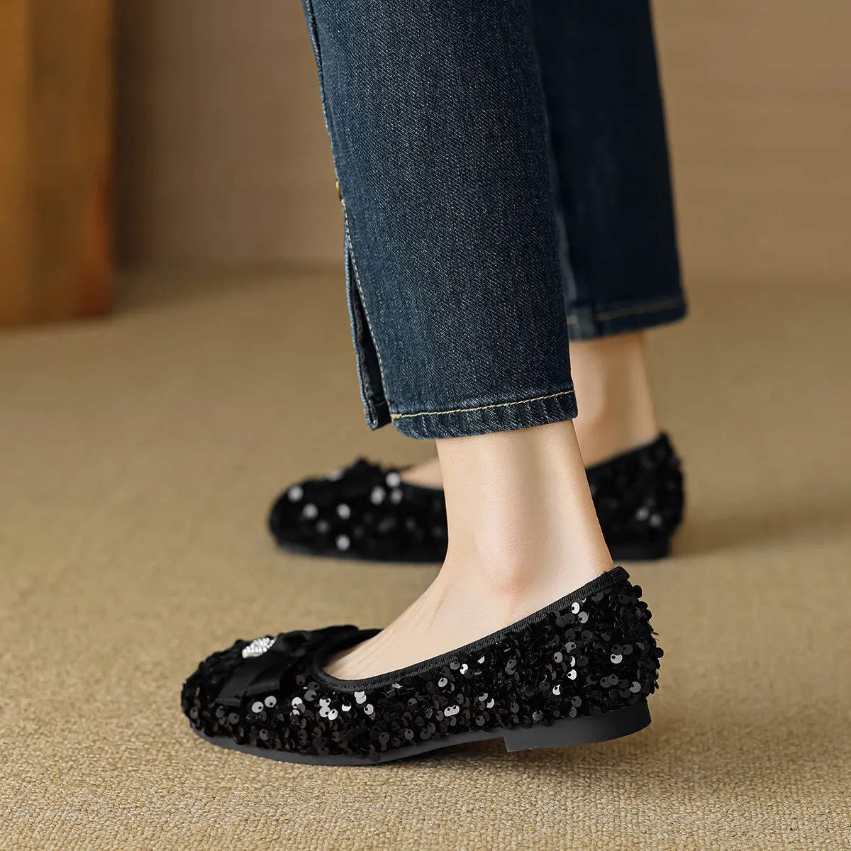 Women Fashion Glitter Soft Casual Flats Shoes