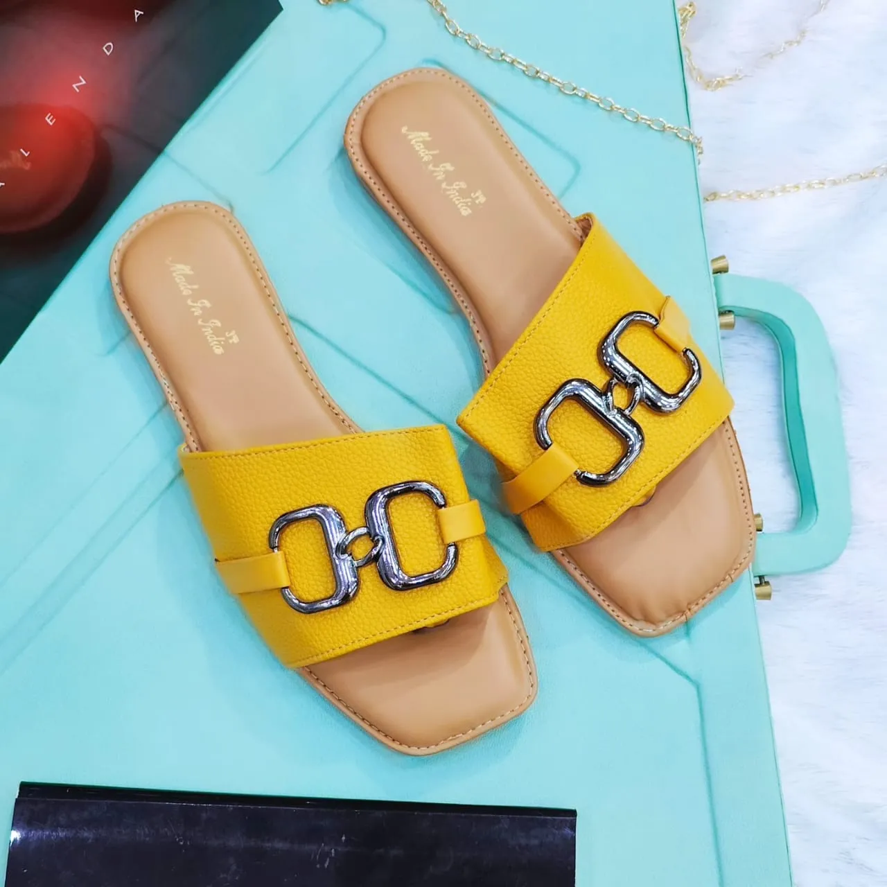 women flats slippers stylish model fashion flat casual daily use Yellow