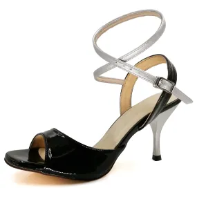 Women's Argentine Tango Heels Dance Sandals Leather Sole Black