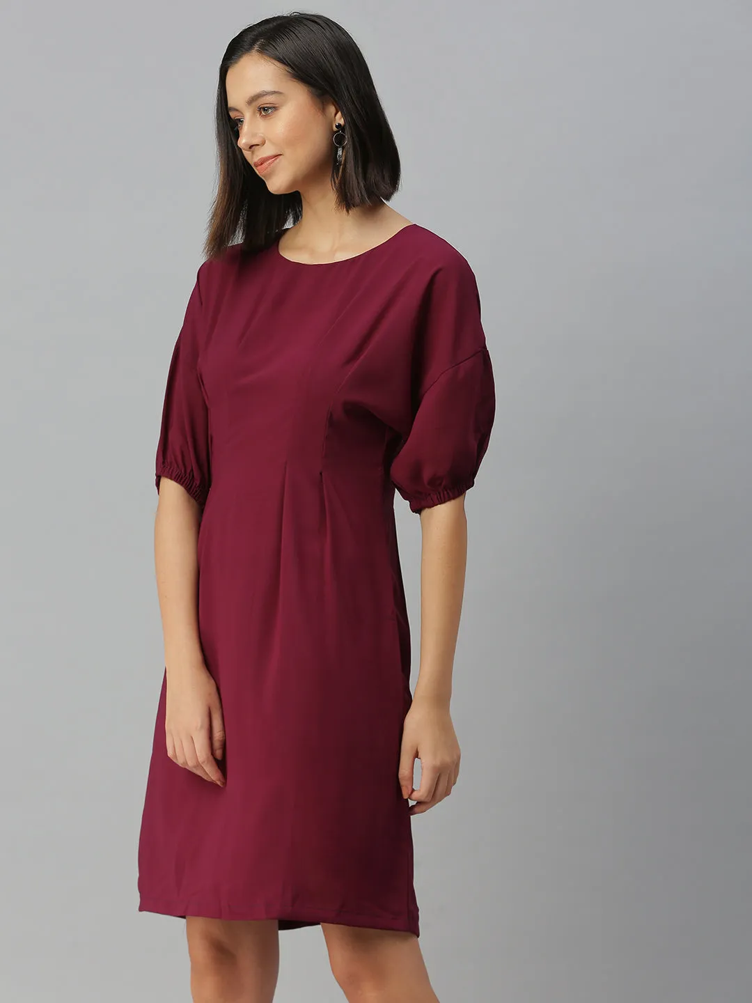 Women's Purple Solid A-Line Dress