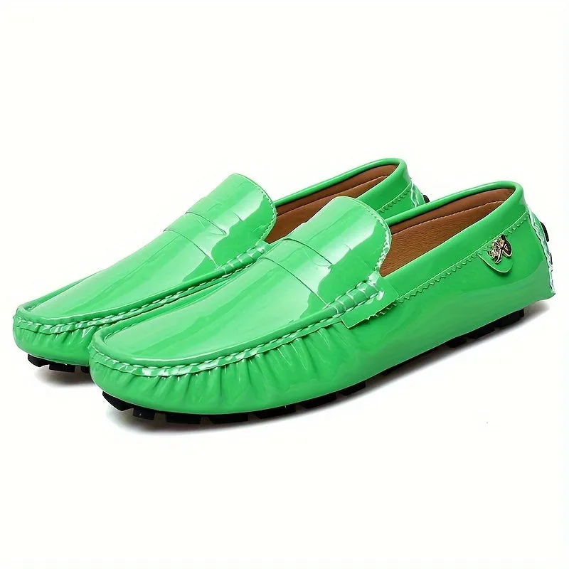 Womens Solid Color Microfiber Synthetic Leather Slip-on Loafers - Non-Slip Rubber Sole, Wear-Resistant, Comfortable, All-Season Flats - Easy to Wear, Breathable, and Durable