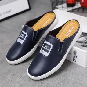 xiangtuibao Summer New Tide Half Drag Leather Men Shoes Men's Loafers Breathable Loafers Men's Moccasins Shoes Leisure Slippers for Youth