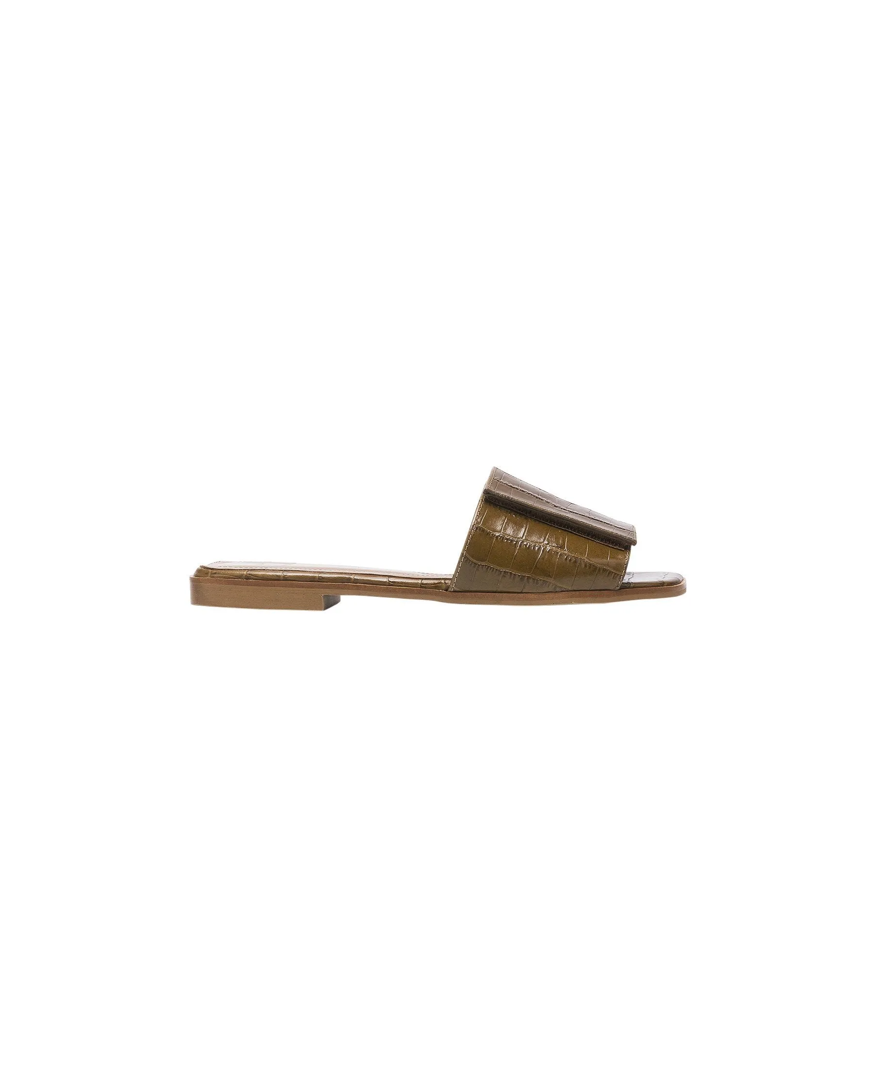 Yola Leather Croco Cognac Flat Sandals