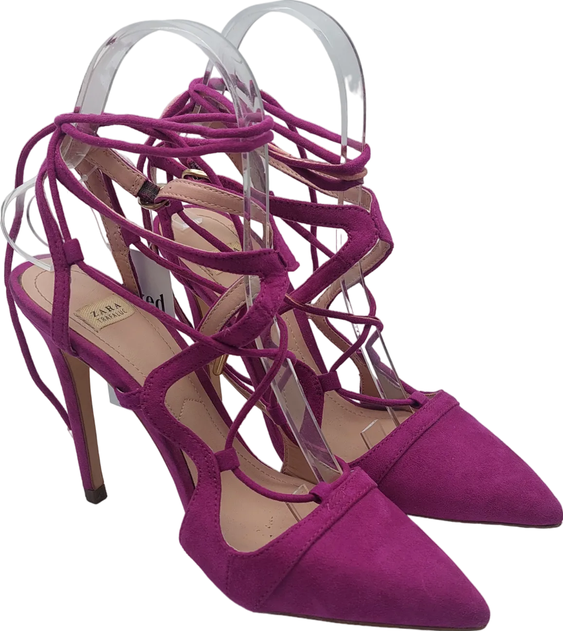 ZARA Purple Suede Laced Stilleto Pumps UK 3 EU 36 👠